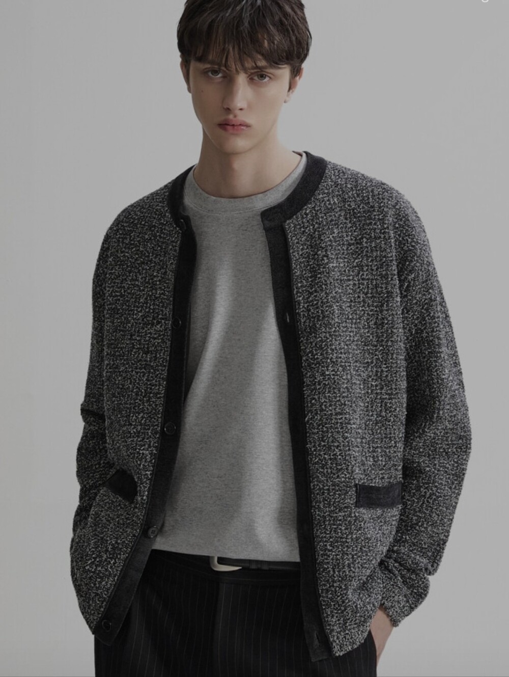 SYSTEM HOMME The Handsome Co. Textured Knit Button Cardigan Navy Blue Size 105
